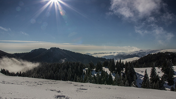 Cloudy Winter Day in the Mountains