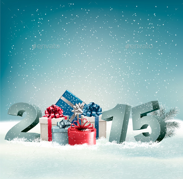 Holiday Background with Presents and 2015