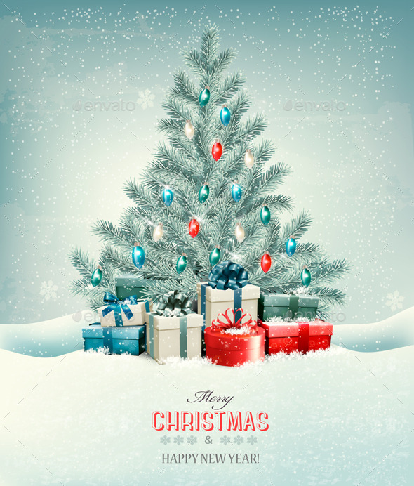 Christmas Tree with Presents Background