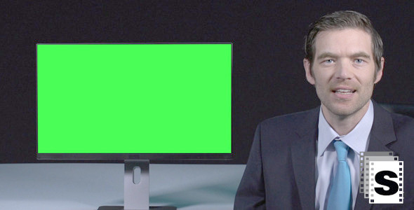 Male Presenter With Green Screen