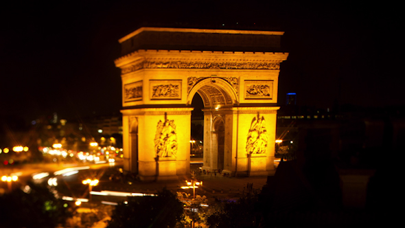 Arc Du Triomphe At Night, Paris France 1