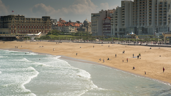 Biarritz France City Surfers Sea