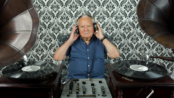 Funky Grandpa Dj With Gramophones 2