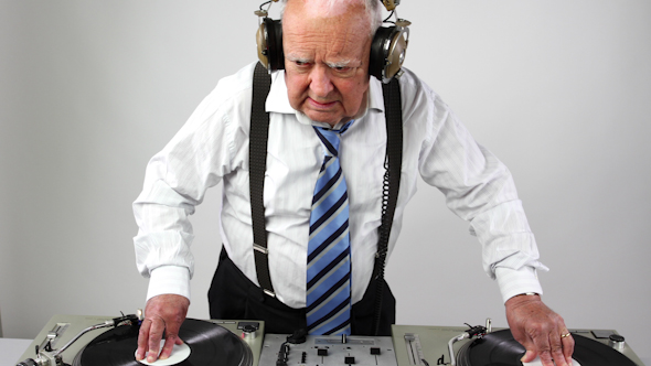 Very Funky Elderly Grandpa Dj Mixing Records 2