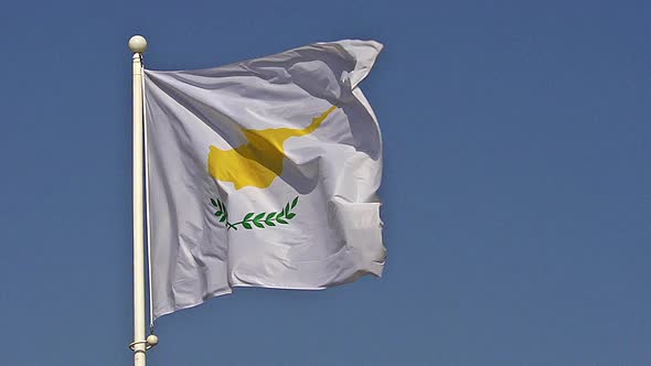 700770 Cypriot Flag Waving in the Wind, Slow Motion