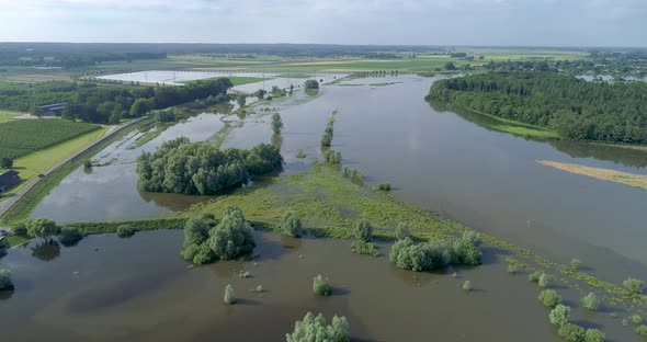 Aerial view of river IJssel, Veessen, The Netherlands.