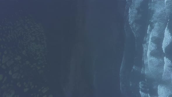 Black sand beach aerial view