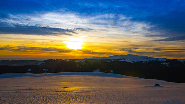 Sunset in the Winter Mountains