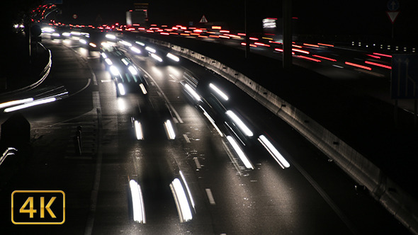 Highway Traffic Cars at Night 4K