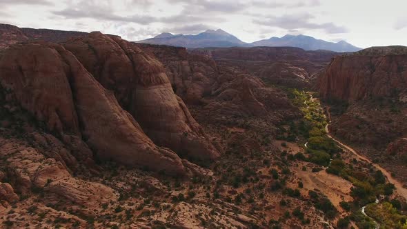 Slow moving footage through valley in Moab