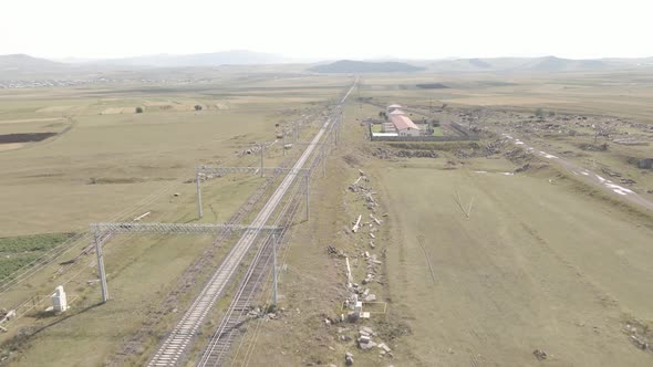 Aerial view of Traction substation of Ninotsminda railway station