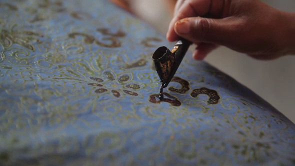 Drawing Blue Batik Cloth