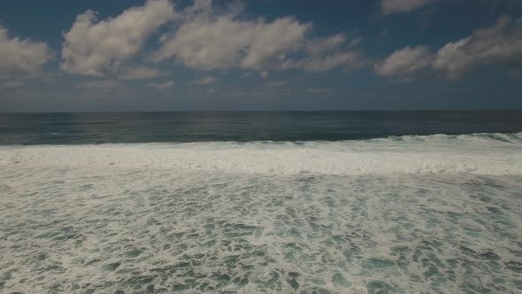 Water Surface with Big Waves Aerial View