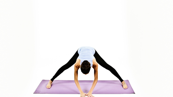 Yoga Teacher Poses On A White Background 23