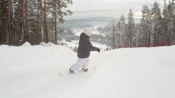 Snowboarder Riding Down the Hill