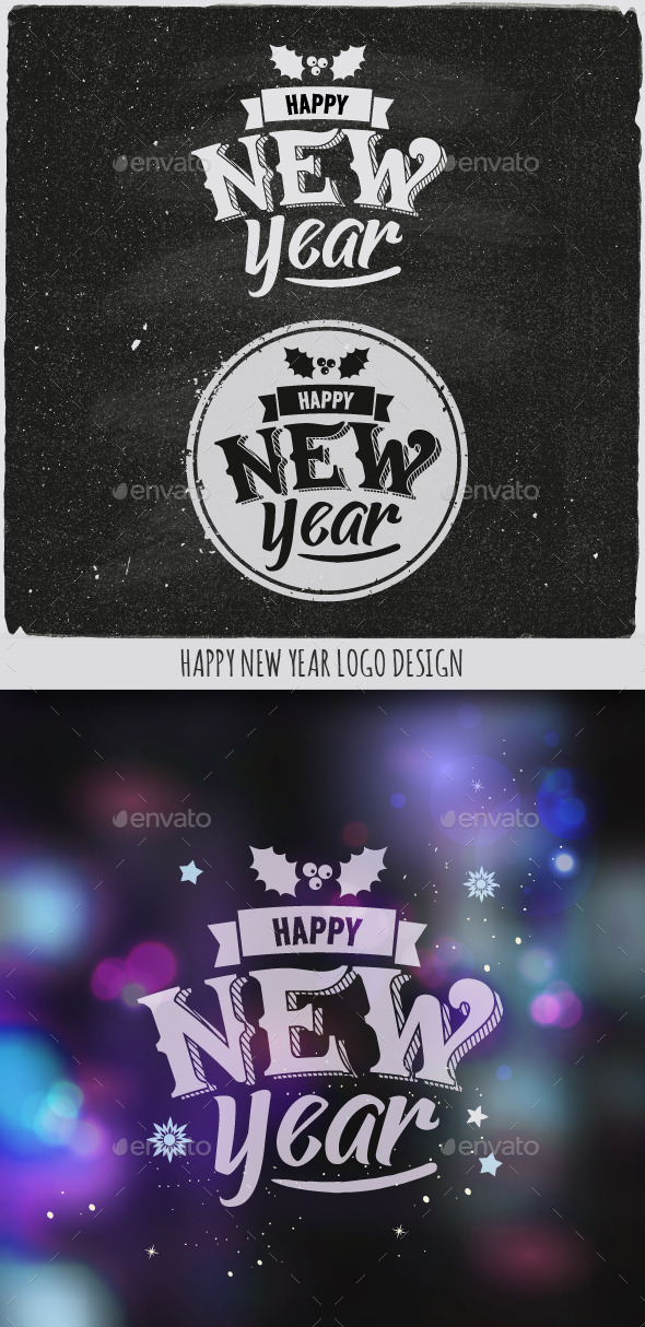 New Year Typographic Design Emblem