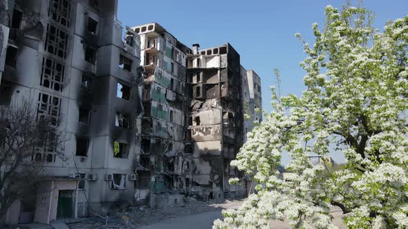 Destroyed Residential Building in Borodyanka Kyiv Region Ukraine