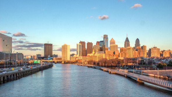 Philadelphia Skyline and Schuylkill River Sunset