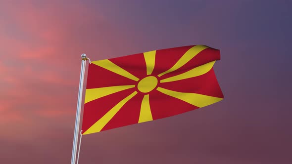 Flag Of North Macedonia Waving 4k