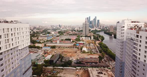 Aerial View of Skyscrapers in Moscow