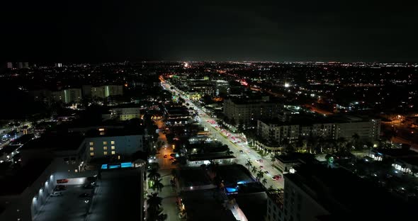 Night Footage Downtown Boca Raton Fl Usa