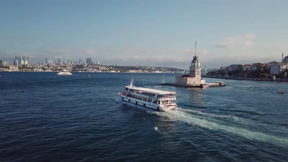 Aerial View of Maiden's Tower Istanbul