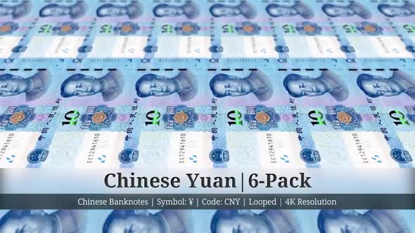 Chinese Yuan | China Currency - 6 Pack | 4K Resolution | Looped