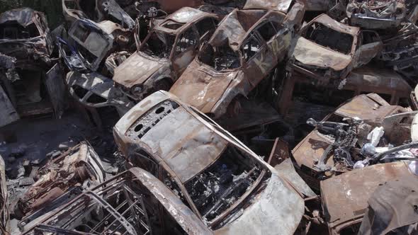 Wardestroyed Cars in Irpin Bucha District Ukraine