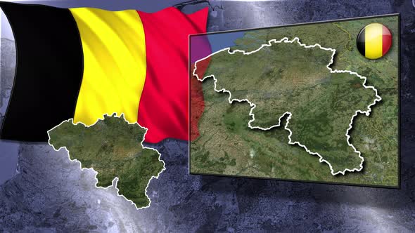 Belgium Flag And Map Animation