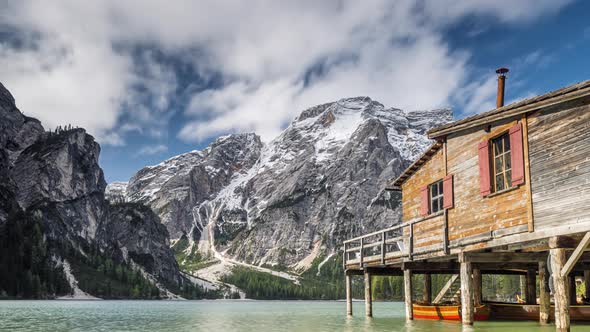 Timelapse of Lake Prags, Fanes-Sennes-Prags nature park, Dolomites