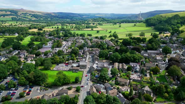 Village of Castleton in the Peak District National Park  Aerial View  Travel Photography