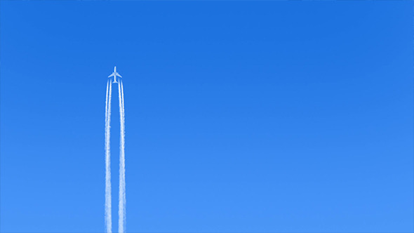 Plane Flies Up Leaving Trail