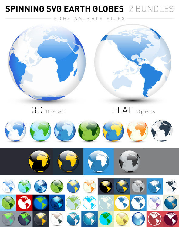 Spinning SVG Earth Globes: Flat and 3D