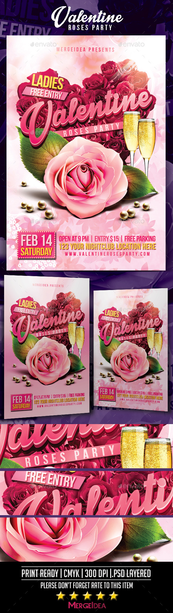 Valentine Roses Party Flyer