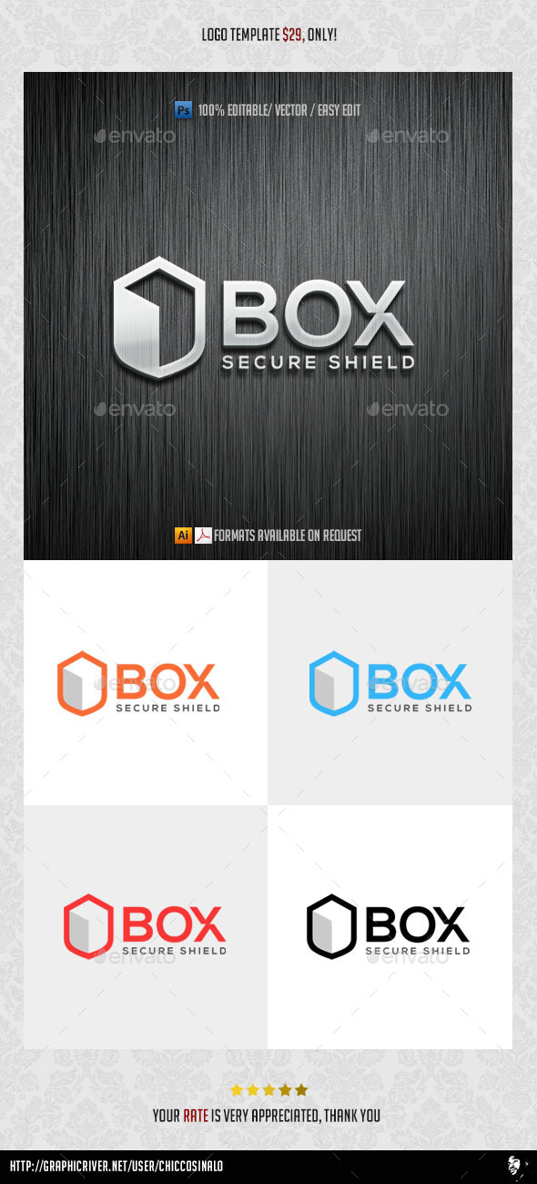 Box Shield Logo Template