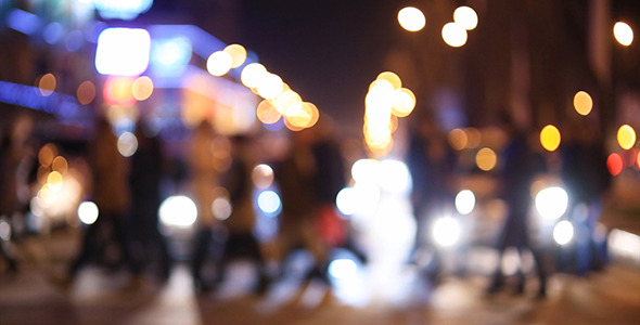 People And Cars in the City at Night