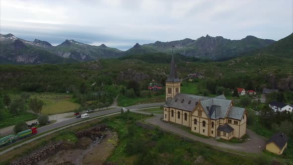 Vagan church on Lofoten islands in Norway