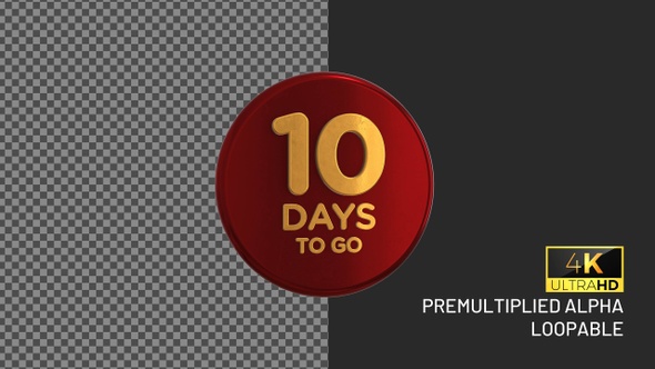 10 Days To Go Rotating Looping Badge with Alpha Channel alt