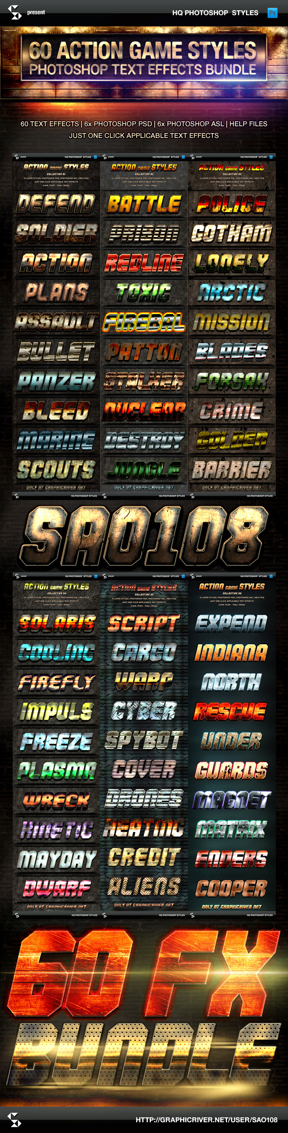 Action Game Styles Bundle - 60 Text Effects