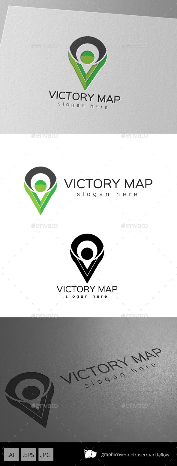Victory Map Letter V Logo