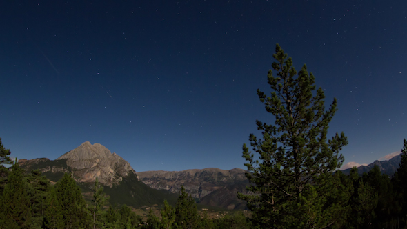 Full Moon Nighttime Mountain Range 2