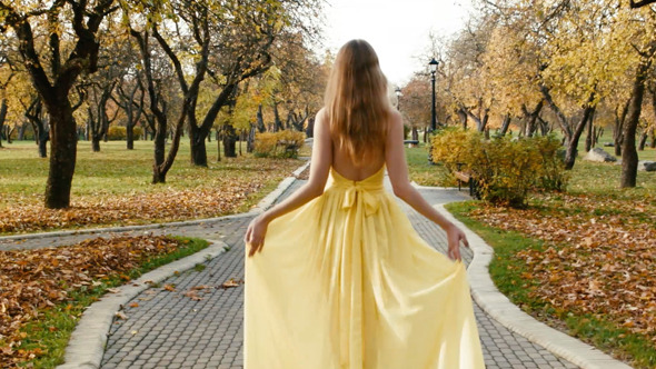 Happy Romantic Girl In The Park