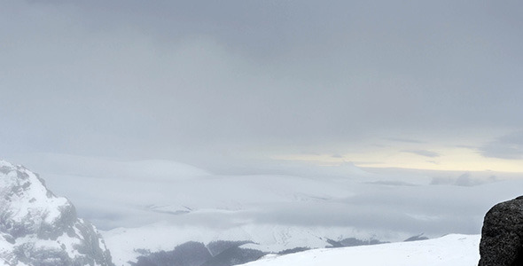 Snow-covered Mountains In The Blizzard