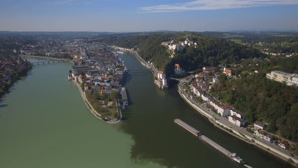 Passau City in Germany Aerial Overview