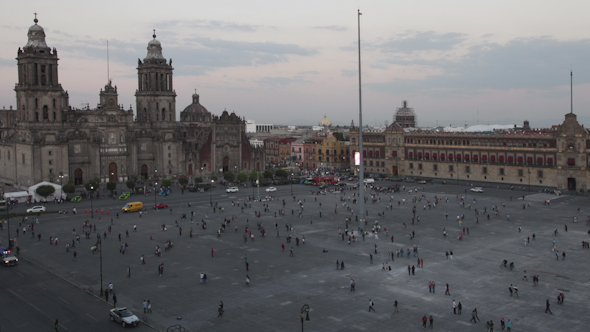 Zocalo Flag Mexico City Cathedral 3
