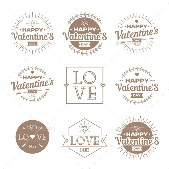 Set of Valentines Day Vintage Labels
