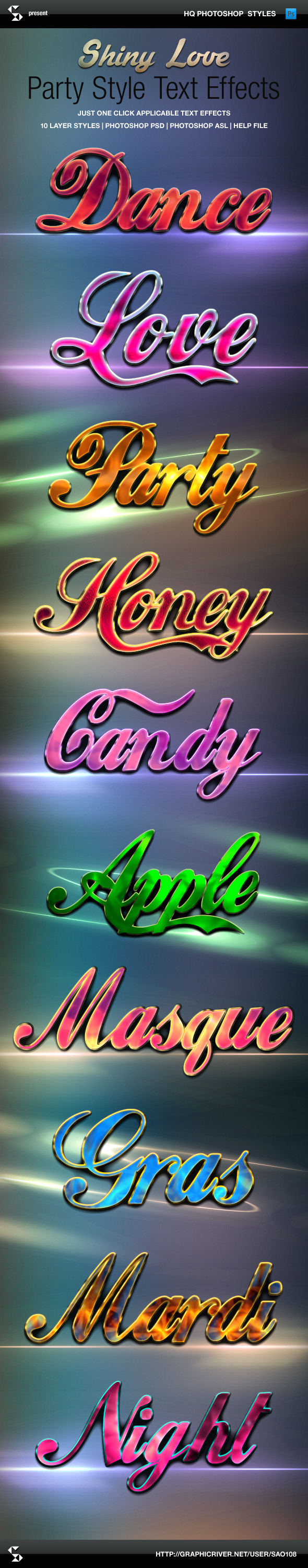 Shiny Love Party Style Text Effects
