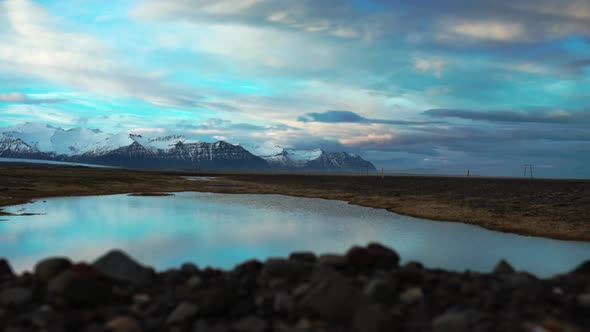 Slide from a snowy mountains landscape 