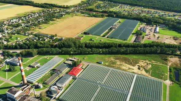 Aerial View Greenhouses For Growing Flowers Vegetables And Fruits
