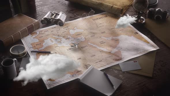 Vintage Travel World Map Country Iraq Location alt